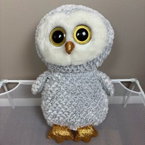 Ty Beanie Bellies Owlette White Grey Owl Plush Jumbo XL 21” Extra Large Rare EUC